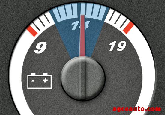 A typical volt meter reads around 14 volts