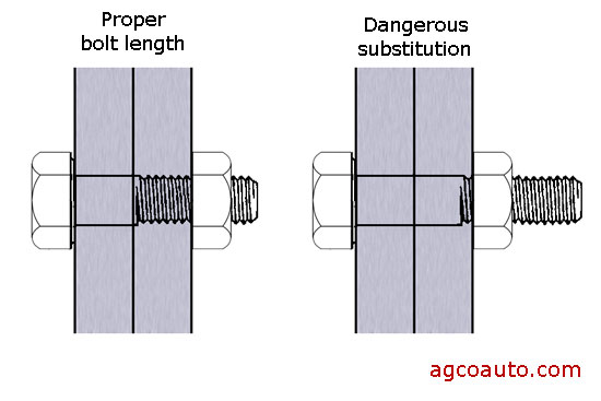 Substituting bolt length can cause problems.