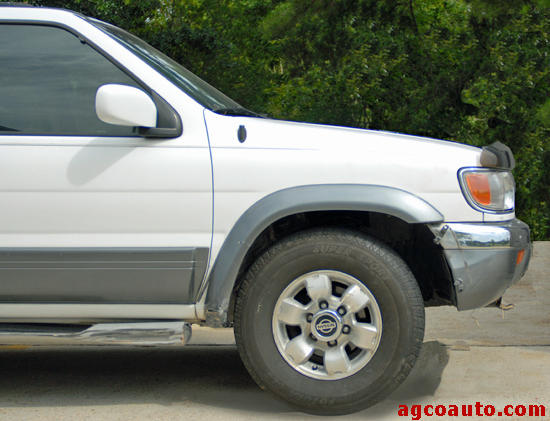 Wheels that are not in the center of the wheel opening can indicate frame and unibody damage Wheels that are not in the center of the wheel opening can indicate frame and unibody damage