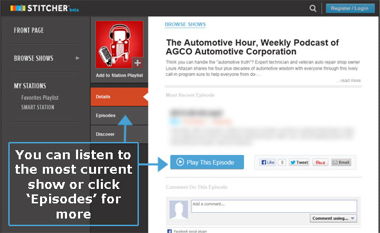 Select the current show or Episodes for more choices Select the current show or Episodes for more choices