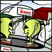 Listen to the alien invasion radio spots from AGCO Automotive