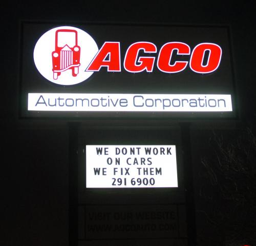 34b. Night view of the 2009 AGCO Automotive Sign