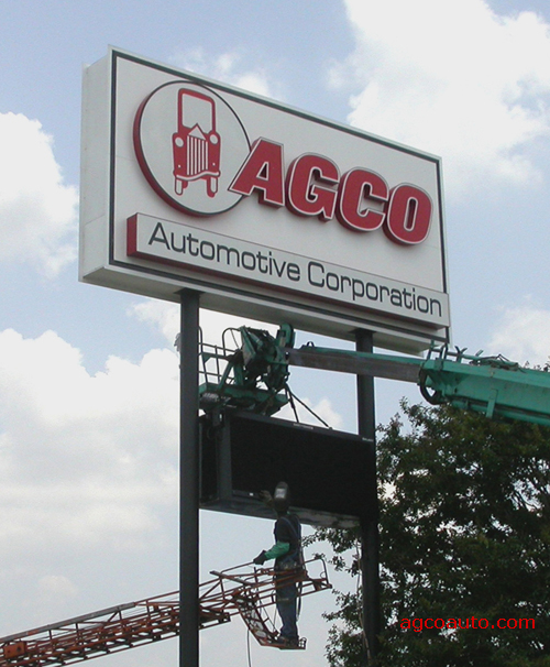 Welding the AGCO Digital sign in place