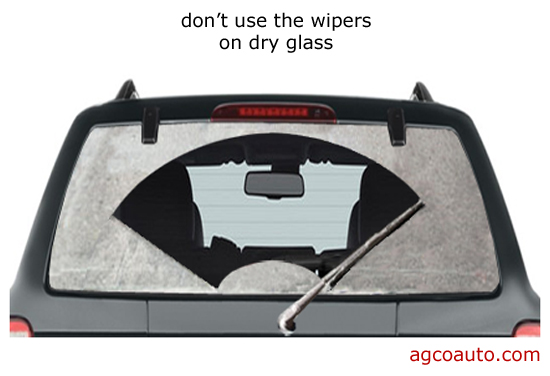 Do not use wipers on dry or glass, always use the washers with them