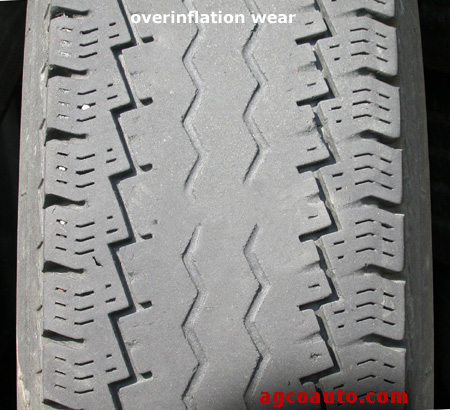 Tire wear from over inflation